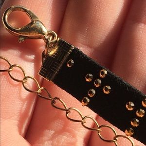 Cross studded black choker